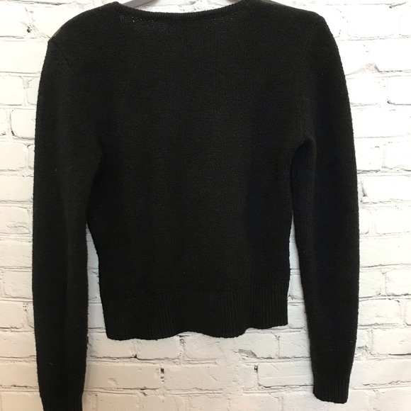 BCBG Max Azria Faux Leather Patch V Neck Sweater size Small - Picture 5 of 7